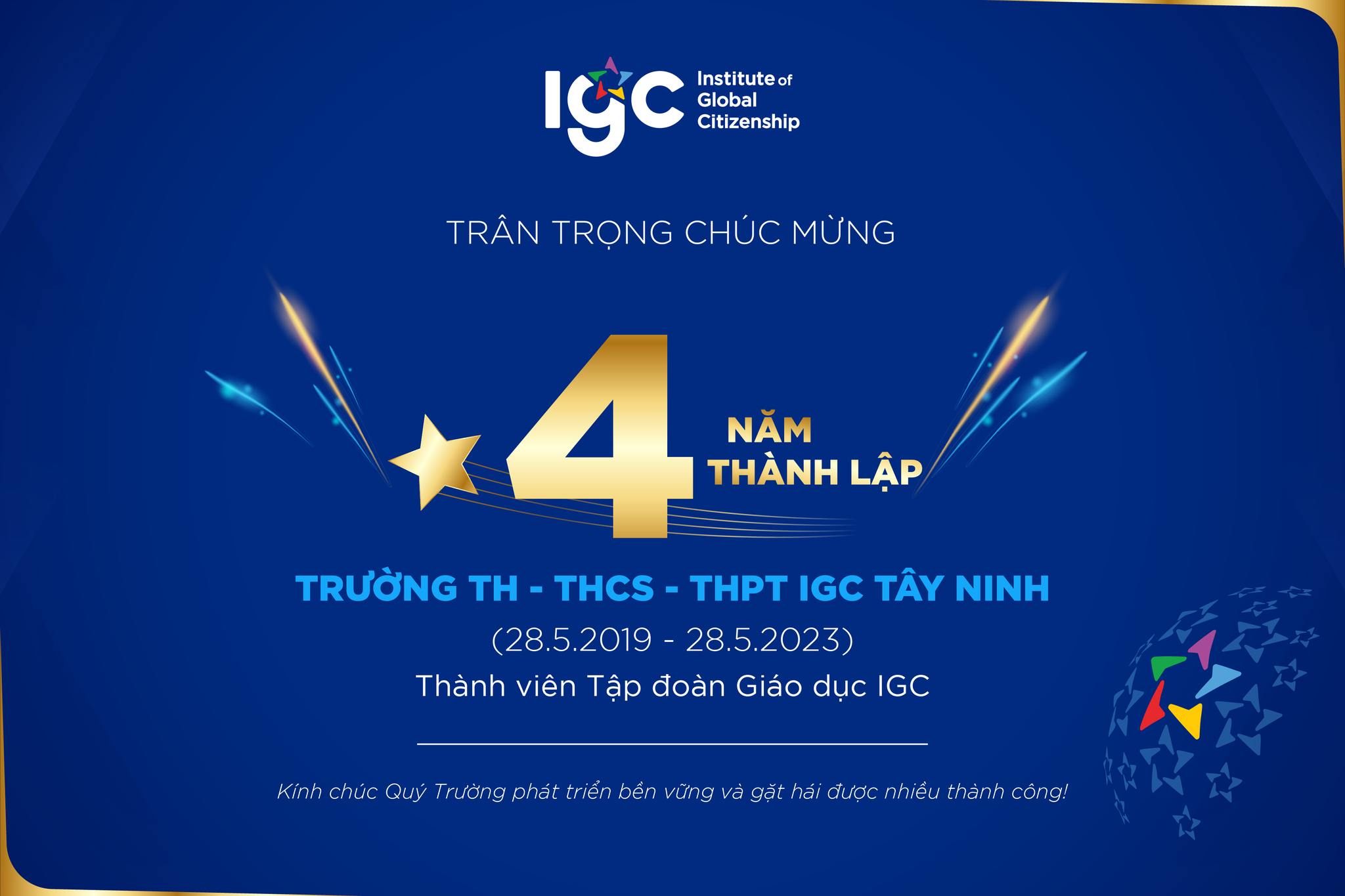 CHÚC MỪNG 4 NĂM THÀNH LẬP TRƯỜNG MẦM NON IGC KIDDY CƠ SỞ TÂY NINH (4.6.2019 - 4.6.2023)